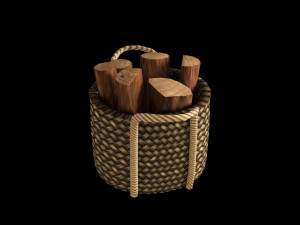 wood basket 3D मॉडल