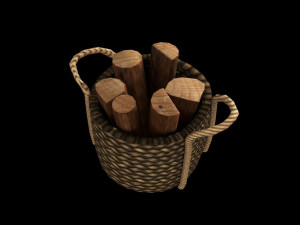 wood basket 3D मॉडल