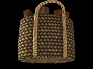 wood basket 3D मॉडल