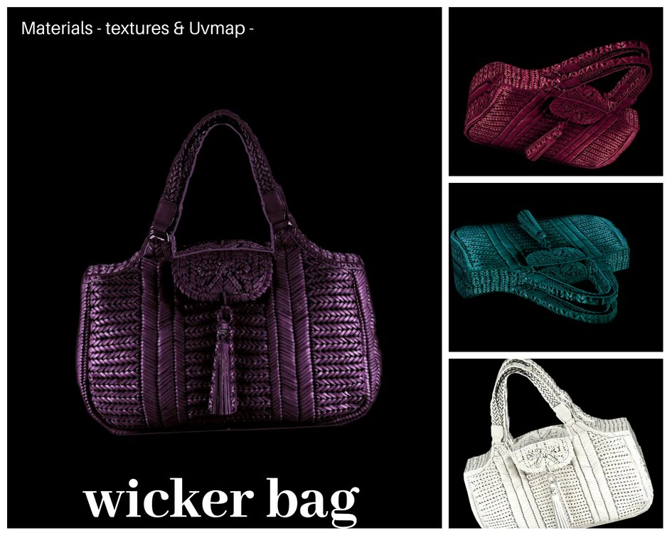 wicker bag 3D Model .c4d .max .obj .3ds .fbx .stl .blend 