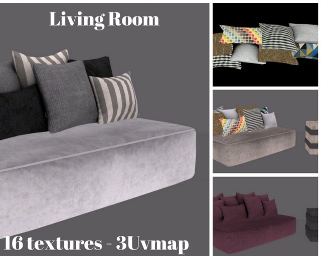 sofa set 3D Model .c4d .max .obj .3ds .fbx .stl .blend 