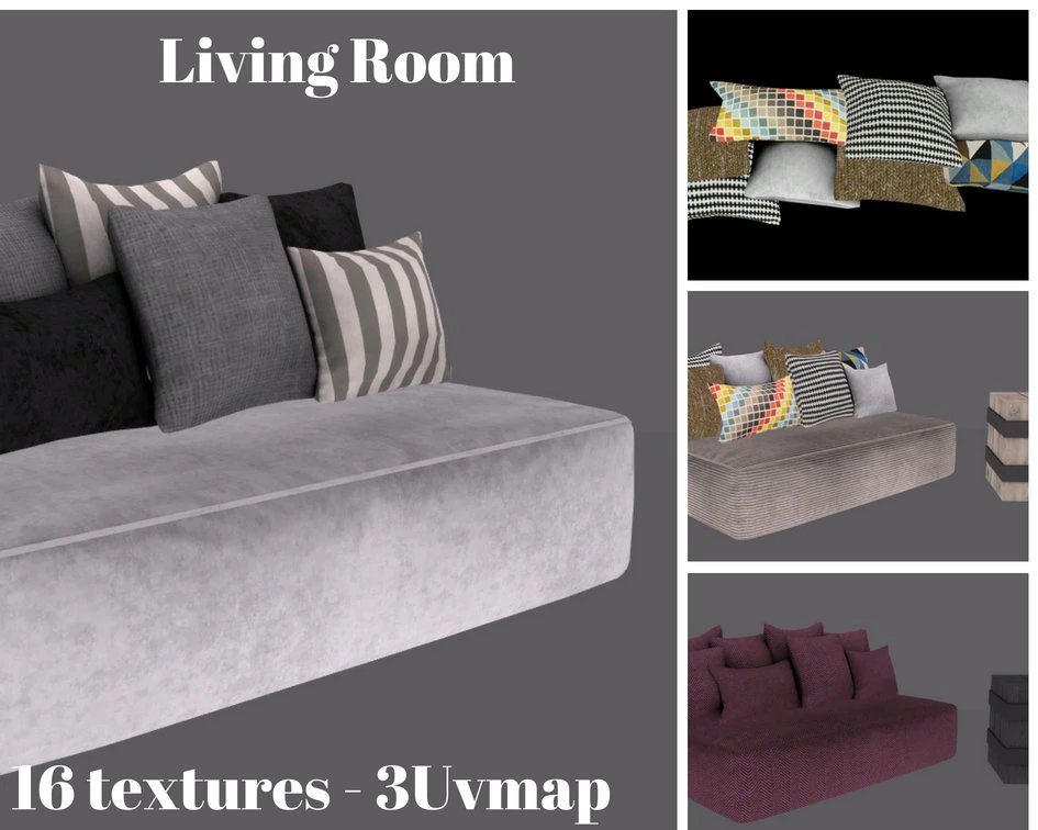 sofa set 3D Model .c4d .max .obj .3ds .fbx .stl .blend 