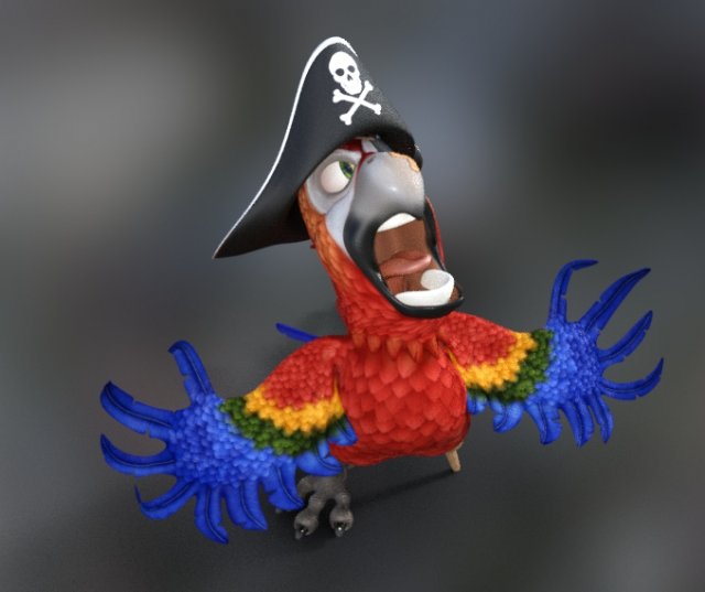 parrot pirate 3D 模型 .c4d .max .obj .3ds .fbx .stl .blend 