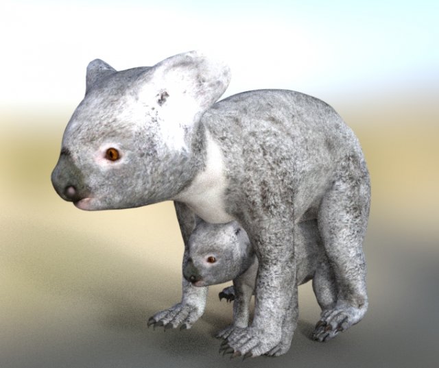 koalas mom and baby 3D Модель .c4d .max .obj .3ds .fbx .stl .blend 