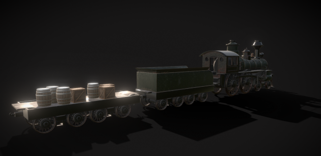 train kids toy west scene locomotive Model 3D .c4d .max .obj .3ds .fbx .stl .blend 