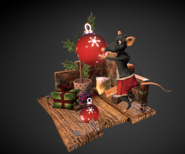 xmas mouse celebration 3D Model .c4d .max .obj .3ds .fbx .stl .blend 