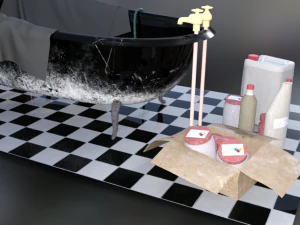 목욕 약물 연구실 3D 모델