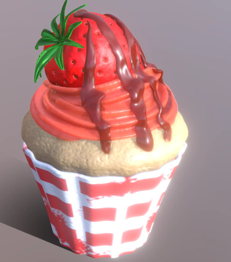 cup cake stramberry 3D Model .c4d .max .obj .3ds .fbx .stl .blend 