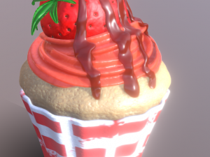 cup cake stramberry 3D Model