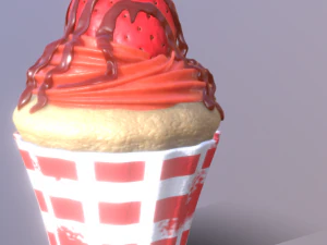 cup cake stramberry 3D Model