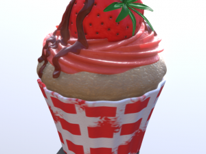 cup cake stramberry 3D Модель