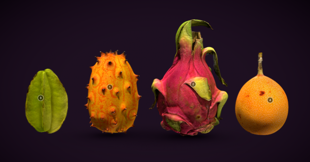 exotic fruits 3D Model .c4d .max .obj .3ds .fbx .stl .blend 