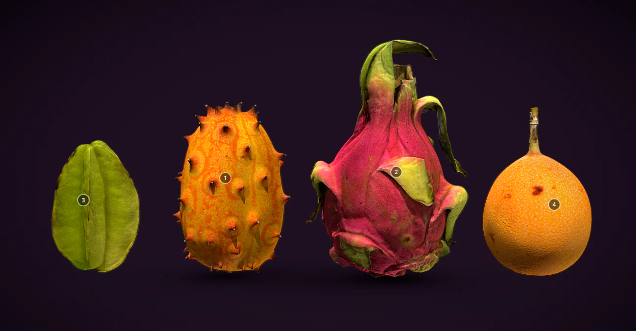 exotic fruits 3D Model .c4d .max .obj .3ds .fbx .stl .blend