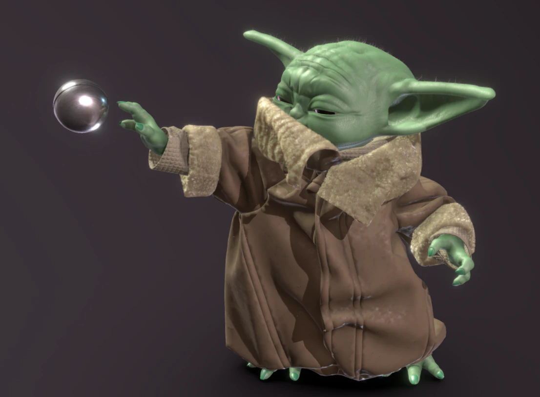 mandalorian child elipse 3D Model .c4d .max .obj .3ds .fbx .stl .blend