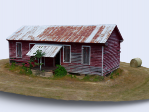 abandoned farm house with hay 3D Model