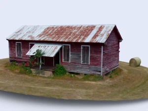 заброшенный фермерский дом с сеном 3D Модель