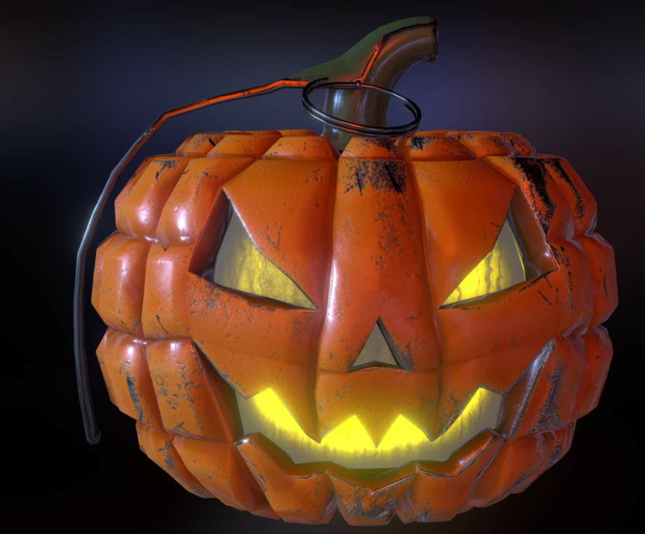 pumpkin grenade 3D Model .c4d .max .obj .3ds .fbx .stl .blend 