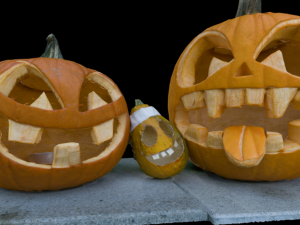 trio pumpkins halloween monster 3D Model