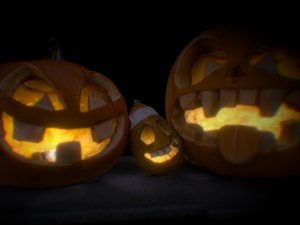 trio pumpkins halloween monster 3D Model