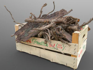 firewood in crate realistic 3D Model