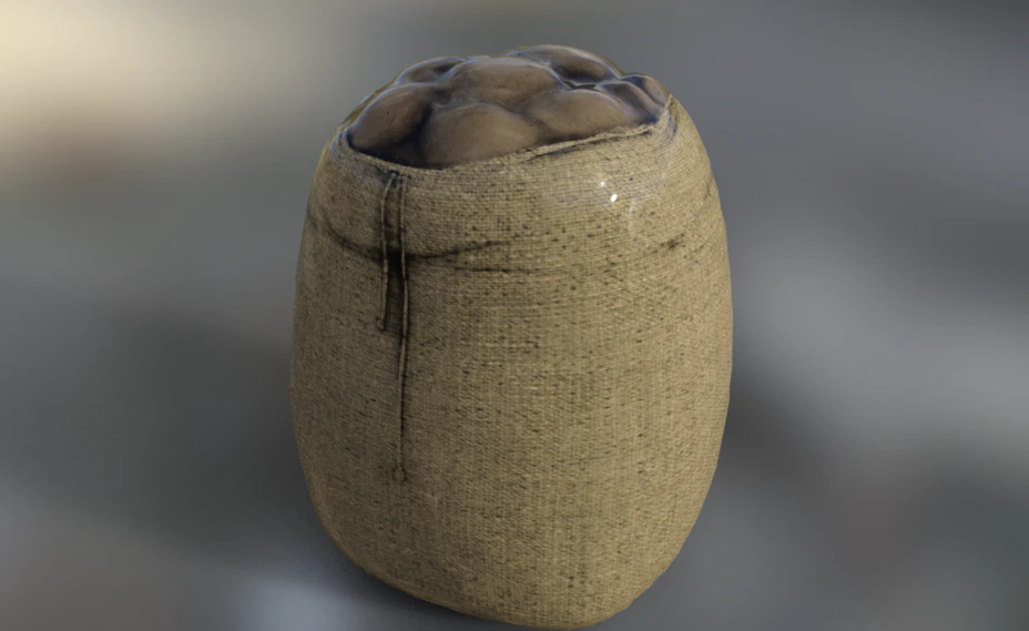 bag potato 3D Model .c4d .max .obj .3ds .fbx .stl .blend