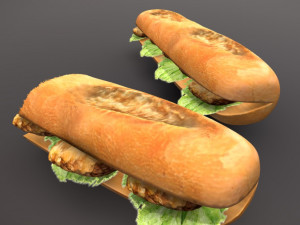 chicken baguette sandwich 3D मॉडल
