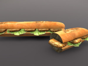 chicken baguette sandwich 3D मॉडल