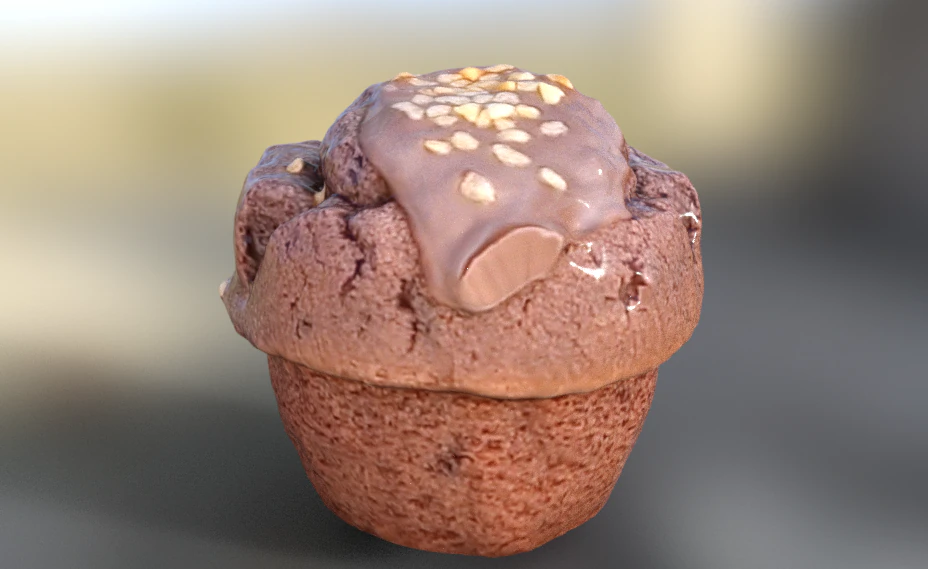 chocolate muffin - cupcake 3D Model .c4d .max .obj .3ds .fbx .stl .blend 