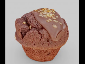 chocolate muffin - cupcake 3D Model