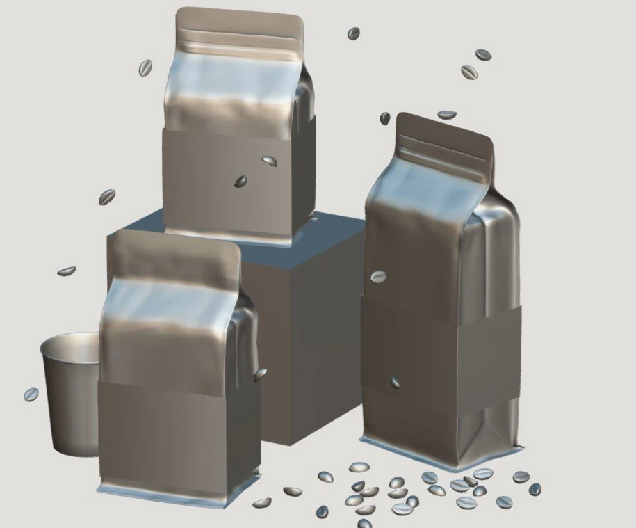 coffee bags 3D Model .c4d .max .obj .3ds .fbx .stl .blend 