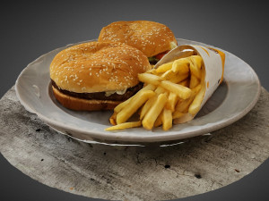 double hamburger realistic Model 3D