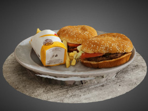 double hamburger realistic Model 3D