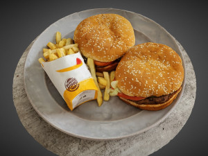 double hamburger realistic Model 3D