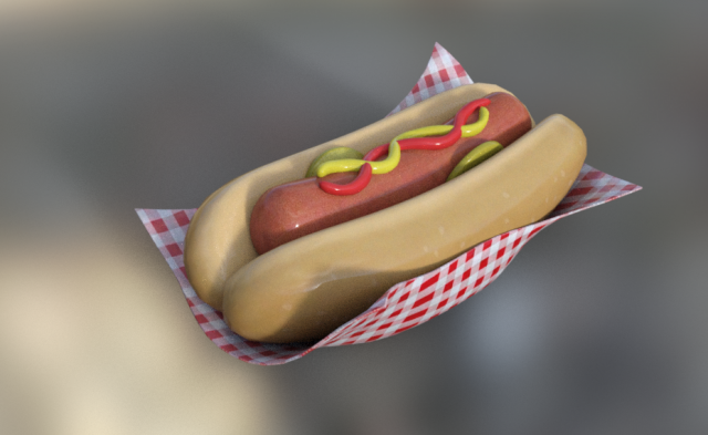 hot dog 3D Model .c4d .max .obj .3ds .fbx .stl .blend 