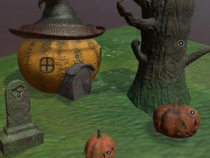 scena carina di Halloween Modello 3D