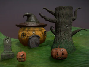 hallowen cute scene 3D Model