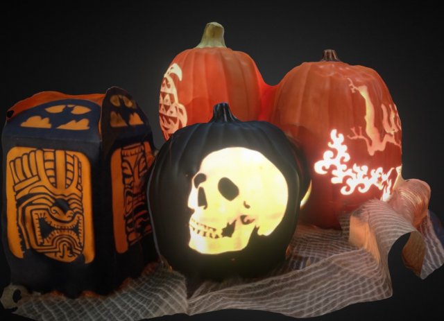 jack o lantern collection halloween moon 3D Модель .c4d .max .obj .3ds .fbx .stl .blend 