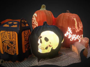 collezione jack o lantern halloween luna Modello 3D