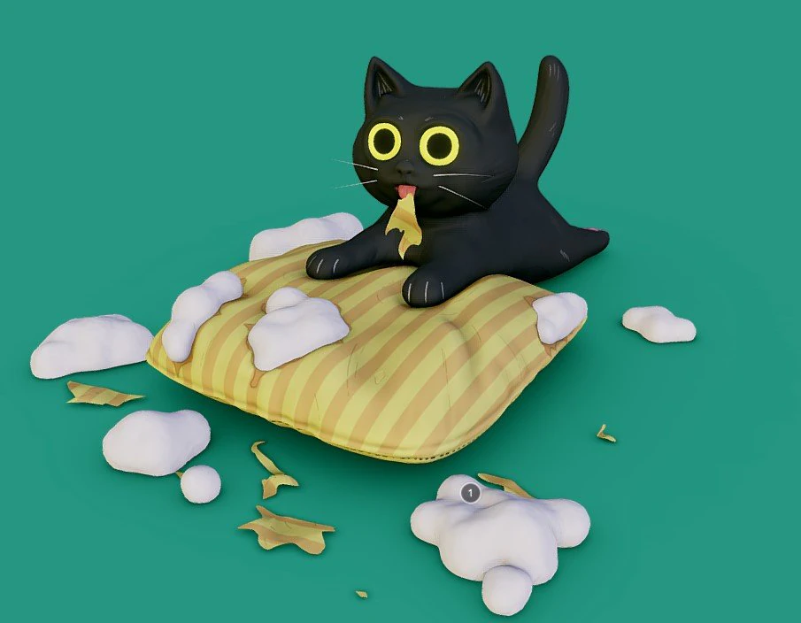 mischievous cat 3D Model .c4d .max .obj .3ds .fbx .stl .blend 
