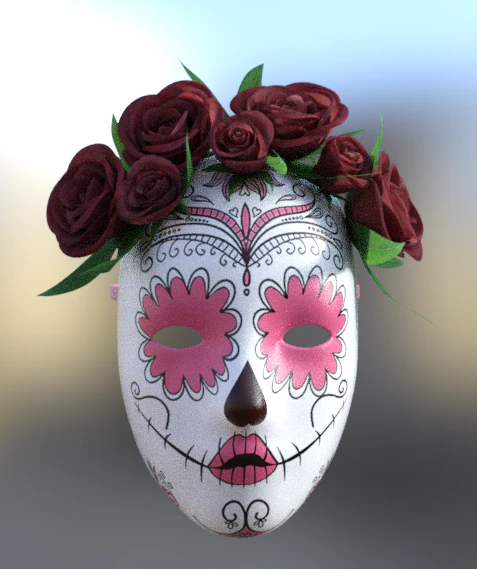 mask dia los muertos halloween 3D Model .c4d .max .obj .3ds .fbx .stl .blend 