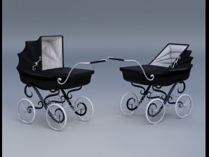 stroller car babies retro vitorian Model 3D