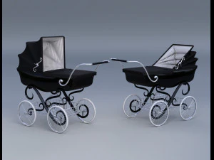 stroller car babies retro vitorian 3D Model