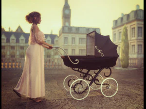 stroller car babies retro vitorian 3D Model