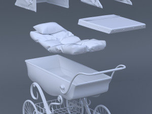 stroller car babies retro vitorian Model 3D