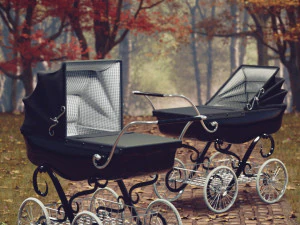 stroller car babies retro vitorian 3D Model