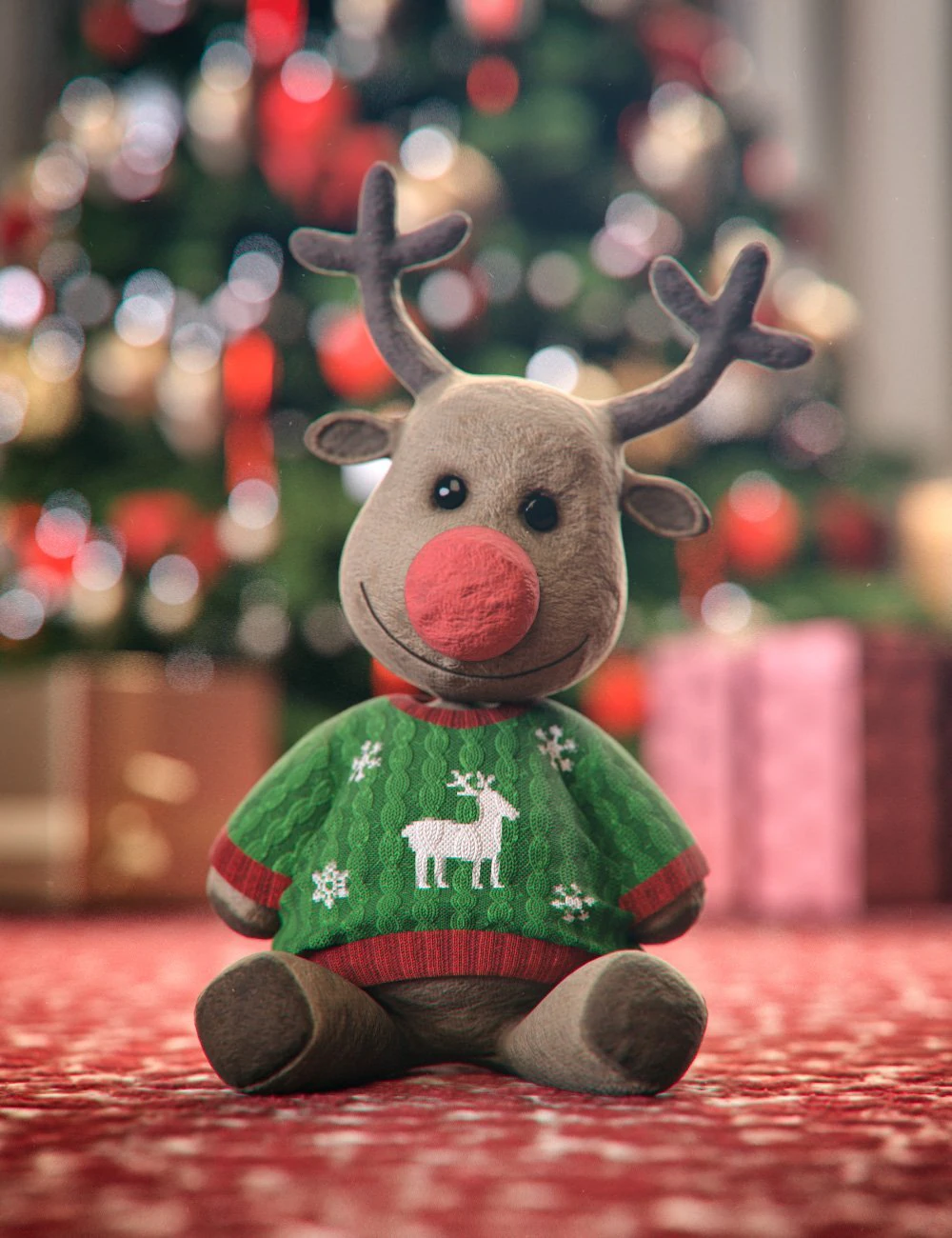 plush reindeer decoration set 3D Model .c4d .max .obj .3ds .fbx .stl .blend 