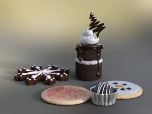 甘いクリスマスの装飾を設定します 3Dモデル