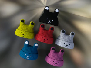 beanie hat cap kids low-poly 3D Model