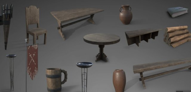 pack medieval props 3D मॉडल .c4d .max .obj .3ds .fbx .stl .blend 