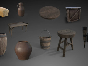 pack medieval props 3D मॉडल